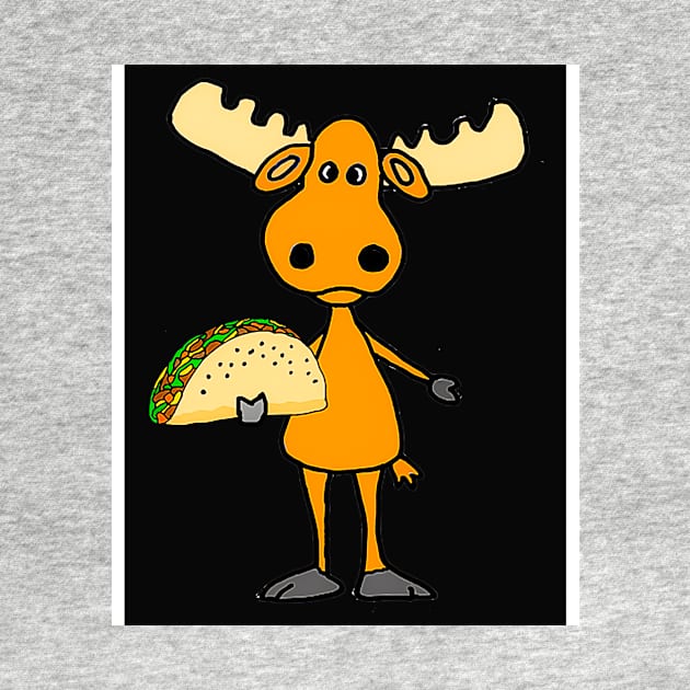 cute Moose eating Taco Cartoon by campaig